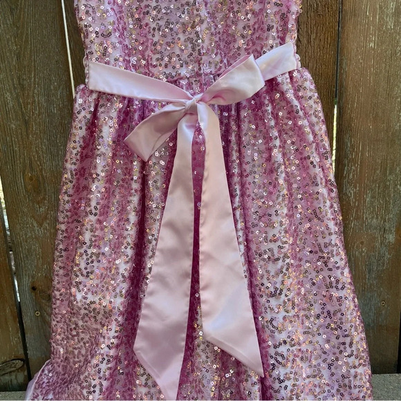 American Princess Pink Girls Dress with Sequin details, Sash and tulle skirt - Picture 11 of 11